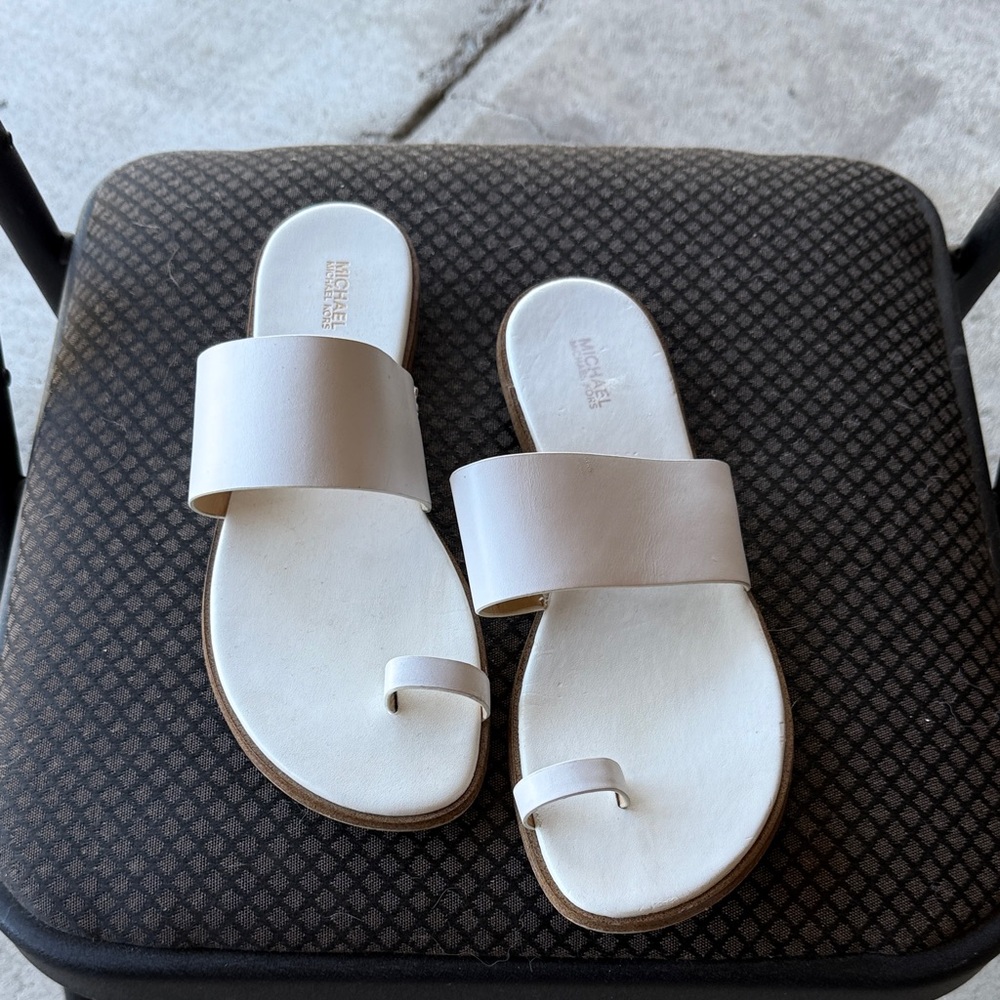 Michael Kors White Slide Sandals
